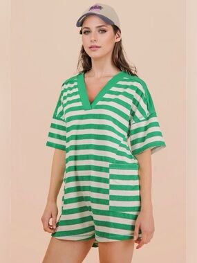 NWT Very J Stripe Casual Knit Romper